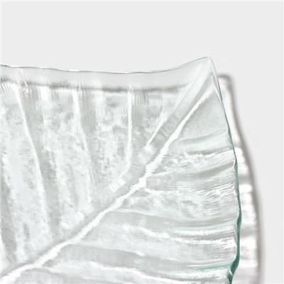 Блюдо стеклянное сервировочное Magistro «Лист», 40,5×23×1,8 см, цвет прозрачный