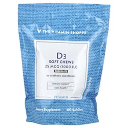 The Vitamin Shoppe Vitamin D3 Soft Chews, Chocolate, 25 mcg (1,000 IU), 60 Soft Chews
