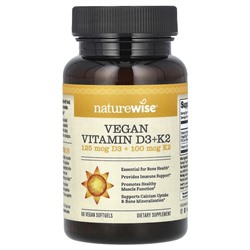 NatureWise Веганский витамин D3 + K2 - 60 веганских мягких капсул - NatureWise