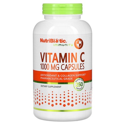 NutriBiotic Immunity, Витамин С, 1000 мг, 250 капсул