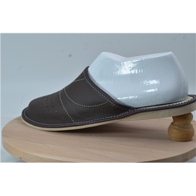 080-44  Обувь домашняя (Тапочки кожаные) цвет темно-коричневый размер 44