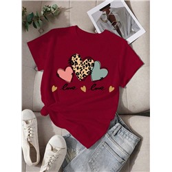 T-shirt Mit Leoparden-herz-print Für Teen Mädchen