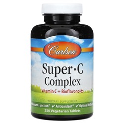 Carlson Super C Complex, Аскорбиновая кислота - 250 вегетарианских таблеток - Carlson