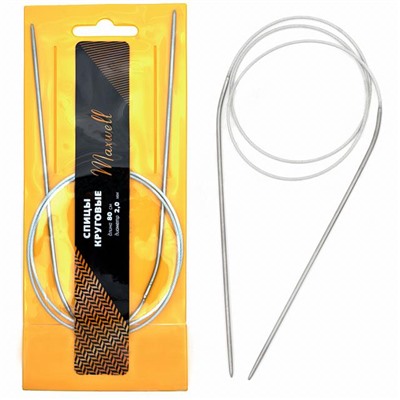Спицы для вязания круговые Maxwell Gold, металл арт.80-20 2,0 мм /80 см