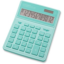 Калькулятор настольный Citizen 12 разрядов, двойное питание, 155*204*33мм, бирюзовый SDC444XRGNE