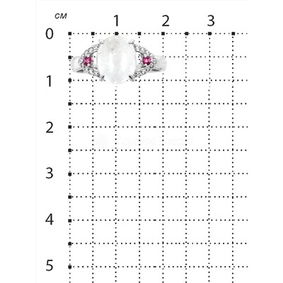 Кольцо из серебра с нат.лунным камнем, нат.розовым топазом и фианитами родированное 925 пробы К-3781рк4362100