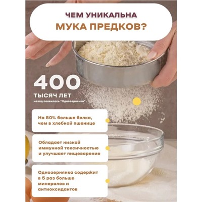 Мука пшеницы однозернянки (цельнозерновая), 500 г