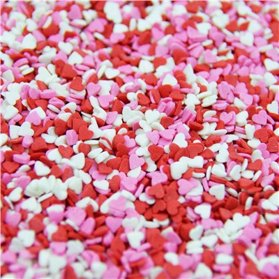 Посыпка кондитерская сердечки красно-бело-розовые мини