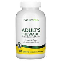 NaturesPlus Жевательные мультивитамины и минералы для взрослых, ананас, 180 таблеток