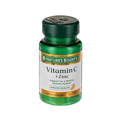 Nature's Bounty, Vitamin C + Zinc, Supports Immune Health, Vitamin Supplement, 60 mg, 60 Tablets