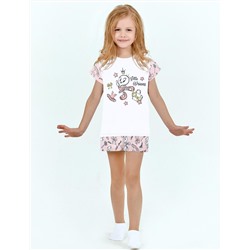 Пижама детская МАЛИНОВЫЕ СНЫ LITTLE PRINCESS цв.Белый/Розовый (Футболка/Шорты)