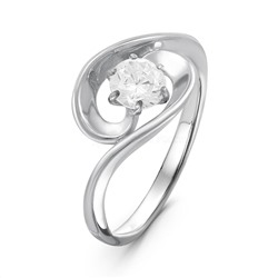Кольцо из серебра с фианитом родированное 925 пробы 1-3227р200