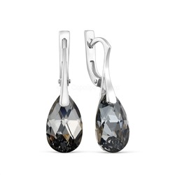 Серьги из серебра с кристаллами премиум Австрия серебрянная ночь 925 пробы с-021 001SINI