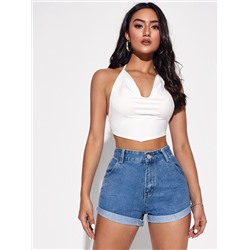 Denim Shorts mit aufgerolltem Saum