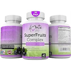 Amate Life Super Fruits Complex Powerful Antioxidant Supplement Immune Support Resveratrol, Elderberry, Acai, Goji Berries, Noni, Pomegranate & Mangosteen Fruit Extract Men & Women 60 Capsules