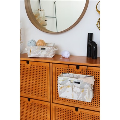 Органайзер подвесной с карманами Доляна «Мрамор», 3 отделения, 31×11×27 см, цвет серый