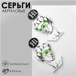 Серьги акрил "Скульптура" Давид, цветные в серебре