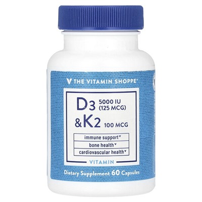 The Vitamin Shoppe Витамины D3 и K2, 60 капсул