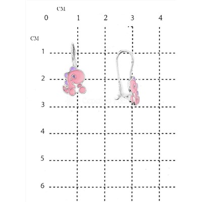 Серьги детские из серебра с эмалью родированные - Динозаврики 925 пробы 5063эр2