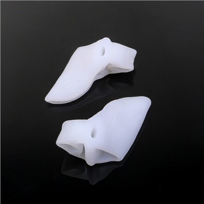 Корректоры-разделители для пальцев ног, с накладкой на косточку большого пальца, 1 разделитель, силиконовые, 7,5 × 6 см, пара, цвет белый