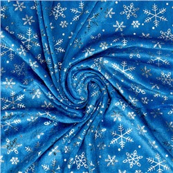 Лоскут «Велюр» с новогодним нанесением, крупные снежинки, 50 × 50 см
