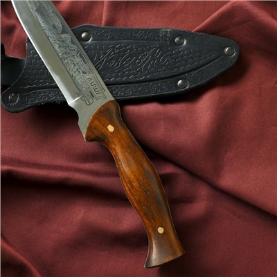 Нож кавказский, туристический "Варан" с ножнами, сталь - 40х13, вощеный орех, 14.5 см