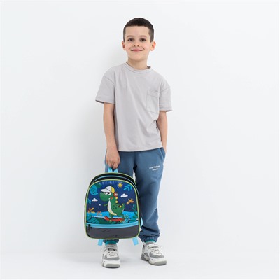 Рюкзак детский на молнии, 1 наружный карман, вставка МИКС, цвет синий
