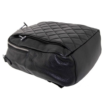 Рюкзак кожаный стеганный черный Polina & Eiterou W 18037-1j