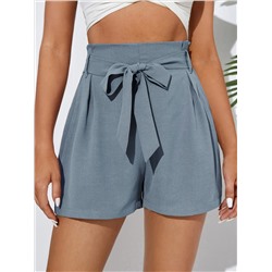 SHEIN Tall Shorts mit Gürtel, Falten Papiertasche-Taille