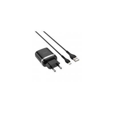 Зарядное устройство Hoco C12Q QC3.0 3А USB + кабель microUSB, черное