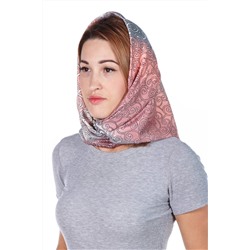 Платок на голову, с завитками MAGROM, розовый, 90 х 90 см, из вискозы и шелка