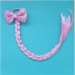 Резинка коса для волос розовая с переливающимися пайетками, арт.061.272