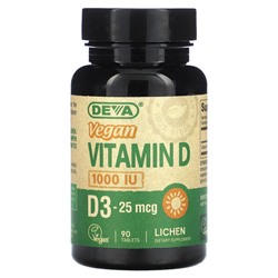 Deva Веганский витамин D, D3, 25 мкг (1000 МЕ), 90 таблеток