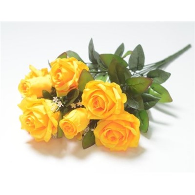 Искусственные цветы, Ветка в букете роза с бутоном 9 голов (1010237)