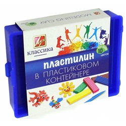 Луч. Пластилин "Классика" 10 цв. в пластмассовом контейнере арт.20С 1345-08 /10