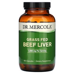 Dr. Mercola Говяжья печень травяного откорма, 500 мг, 180 капсул