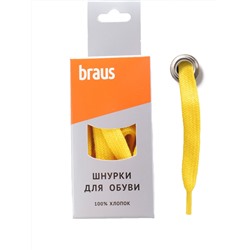 Шнурки BRAUS 120 см плоские ЖЕЛТЫЕ/10