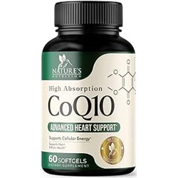 CoQ10 Coenzyme Q10 Heart Health Support Supplement with High Absorption - Ubiquinone for Cellular Energy Support - Nature's Co Q10 Supplement - 60 Softgels