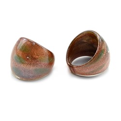 Перстень из муранского стекла модель9 цв.золотисто-оливковый