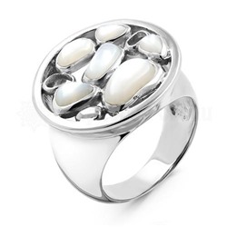 Кольцо из серебра с перламутром родированное 925 пробы OR3331