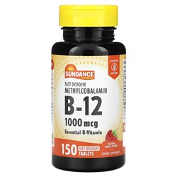 Sundance Vitamins Быстрорастворимый метилкобаламин B-12, натуральные ягоды, 1000 мкг, 150 быстрорастворимых таблеток