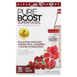 Pureboost Superfoods, Чистая антиоксидантная энергетическая смесь, Red Burst, 10 пакетов по 0,41 унции (11,5 г) каждый