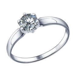 Помолвочное кольцо из серебра с фианитом, 89010001
