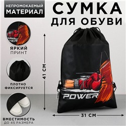 Сумка для обуви Power, нетканное полотно, размер 41х31 см