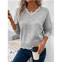 SHEIN LUNE Pullover Kontrast Saum, Drop Shoulder