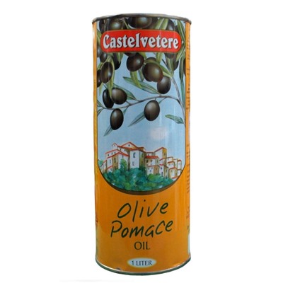 Масло оливковое из выжимок рафинированное с добавлением масла оливкового нерафинированного CASTELVETERЕ 1 л (ж/б)