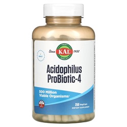 KAL Acidophilus Probiotic-4, 250 растительных капсул