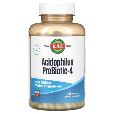 KAL Acidophilus Probiotic-4, 250 растительных капсул