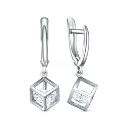 Серьги кубы из серебра с фианитами родированные 925 пробы С-0090р1200