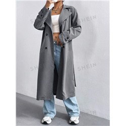 SHEIN EZwear Modischer, einfarbiger, locker sitzender Trenchcoat für Damen